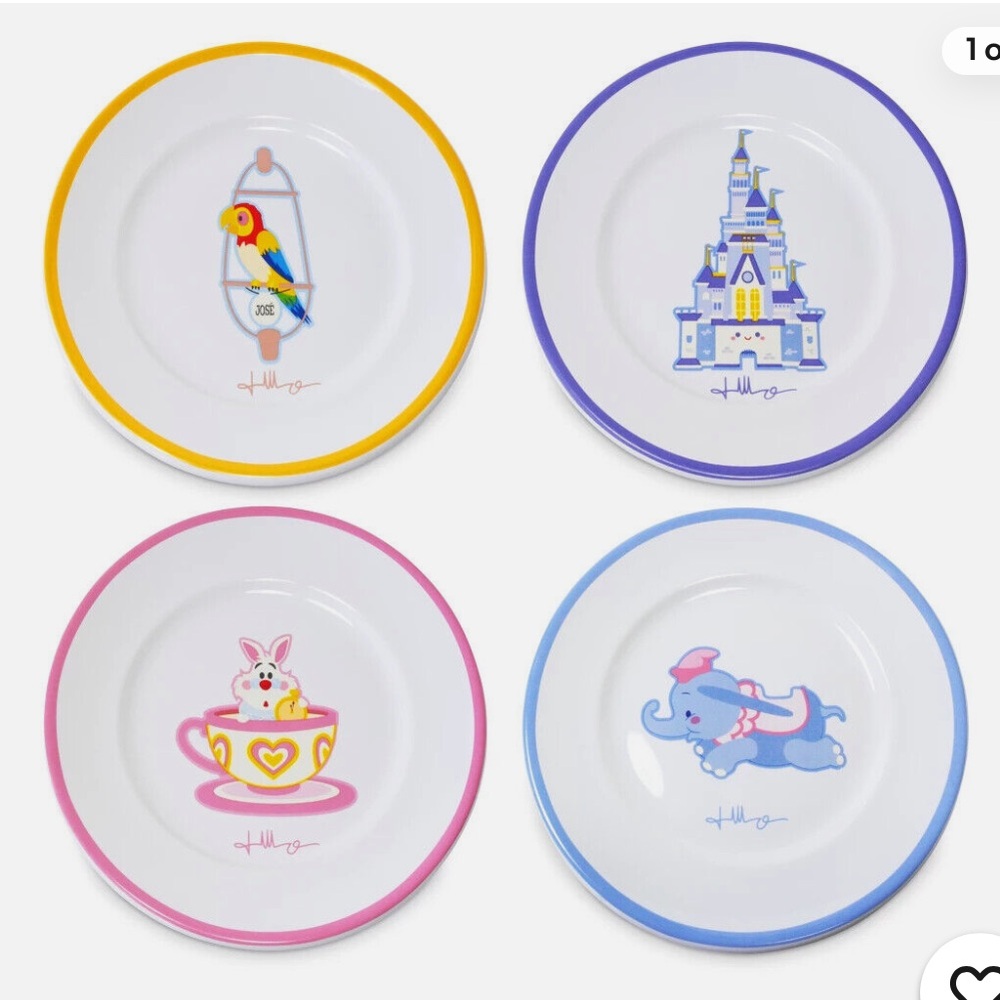 DISNEY PARKS EXCLUSIVE RETRO ART PLATE SET BY JERROD MARUYAMA